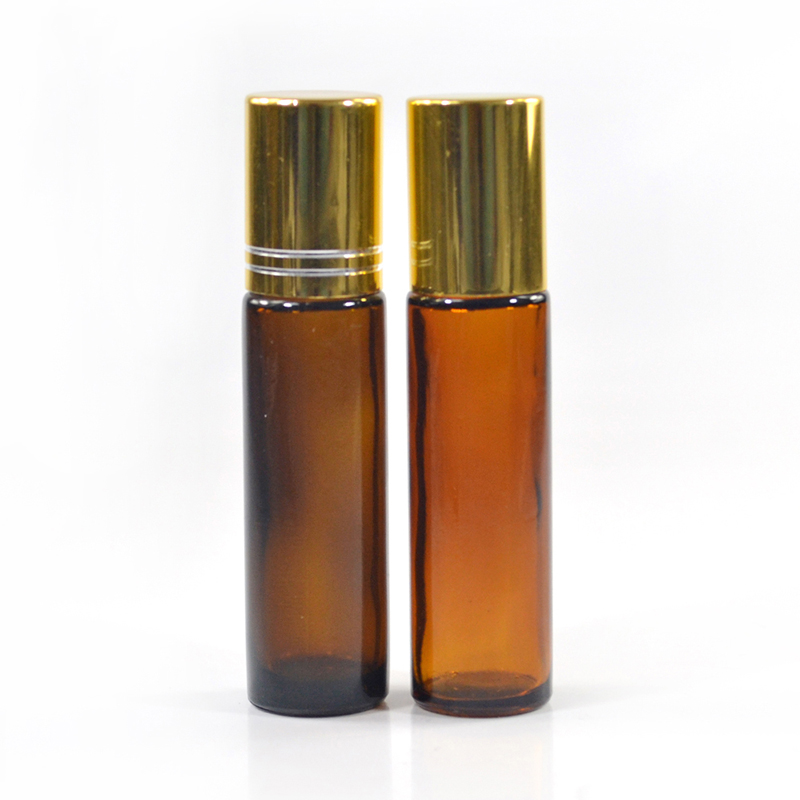 Hot sale 10ml amber glass essential oil roller bottles with steel ball