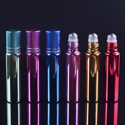 Hot sale 10ml empty UV gel colored glass tube roll on bottle with stainless steel roller ball for cosmetic perfume essential oil