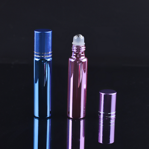 Hot sale 10ml empty UV gel colored glass tube roll on bottle with stainless steel roller ball for cosmetic perfume essential oil