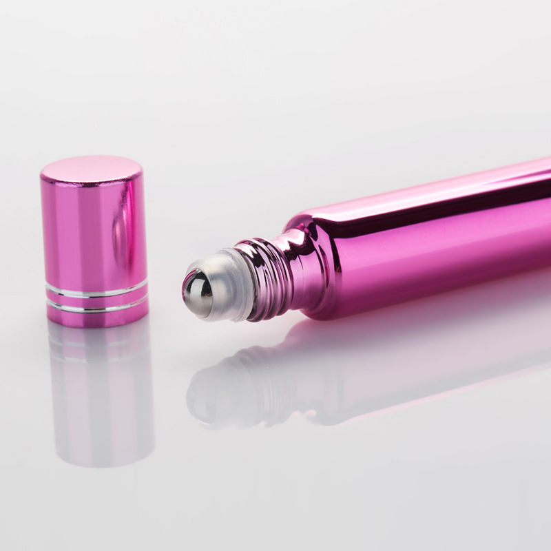 Hot sale 10ml empty UV gel colored glass tube roll on bottle with stainless steel roller ball for cosmetic perfume essential oil