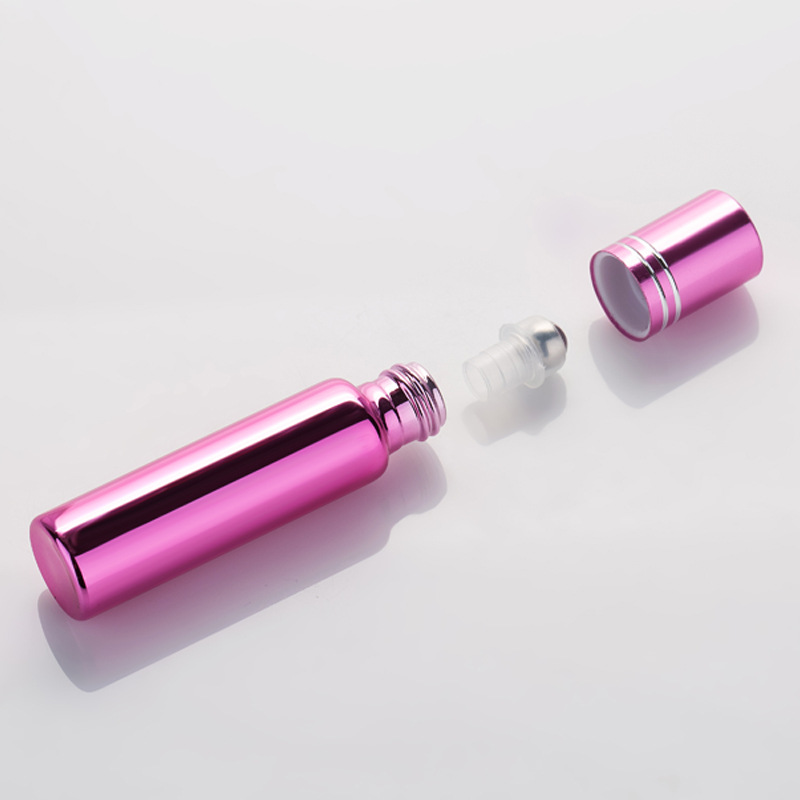 Hot sale 10ml empty UV gel colored glass tube roll on bottle with stainless steel roller ball for cosmetic perfume essential oil