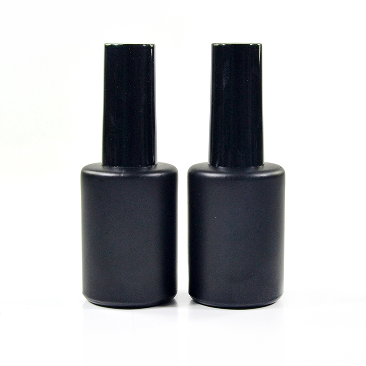 Hot sale 10ml matte black glass nail polish bottle with screen printing and hot stamping