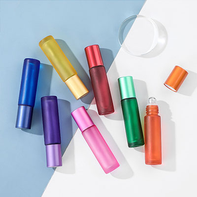 Hot sale 10ml matte glass essential oil ball bottle with stainless steel and glass ball for fragance