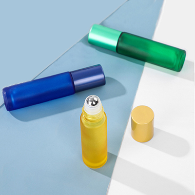 Hot sale 10ml matte glass essential oil ball bottle with stainless steel and glass ball for fragance