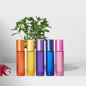Hot sale 10ml matte glass essential oil ball bottle with stainless steel and glass ball for fragance