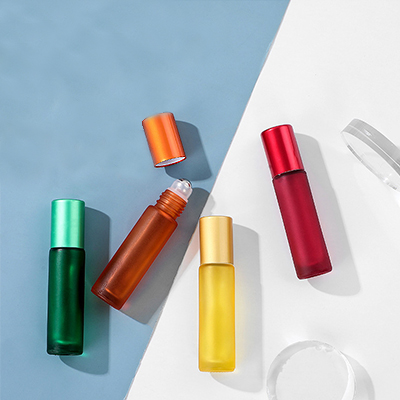 Hot sale 10ml matte glass essential oil ball bottle with stainless steel and glass ball for fragance