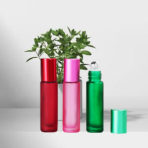 Hot sale 10ml matte glass essential oil ball bottle with stainless steel and glass ball for fragance