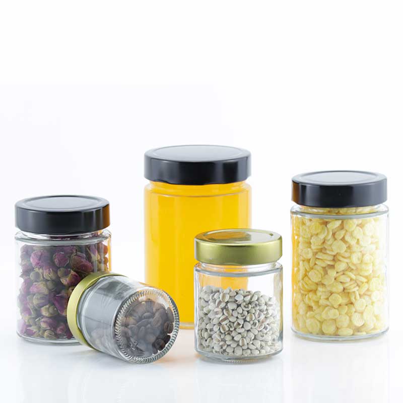 Hot sale 120ml 200ml 320ml 380ml 500ml round empty  honey jam pickles storage jar