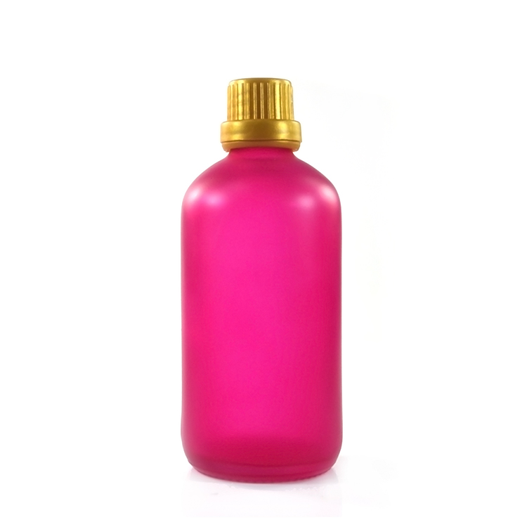 Hot sale 120ml 4oz boston matte pink frosted glass dropper bottle with childproof cap