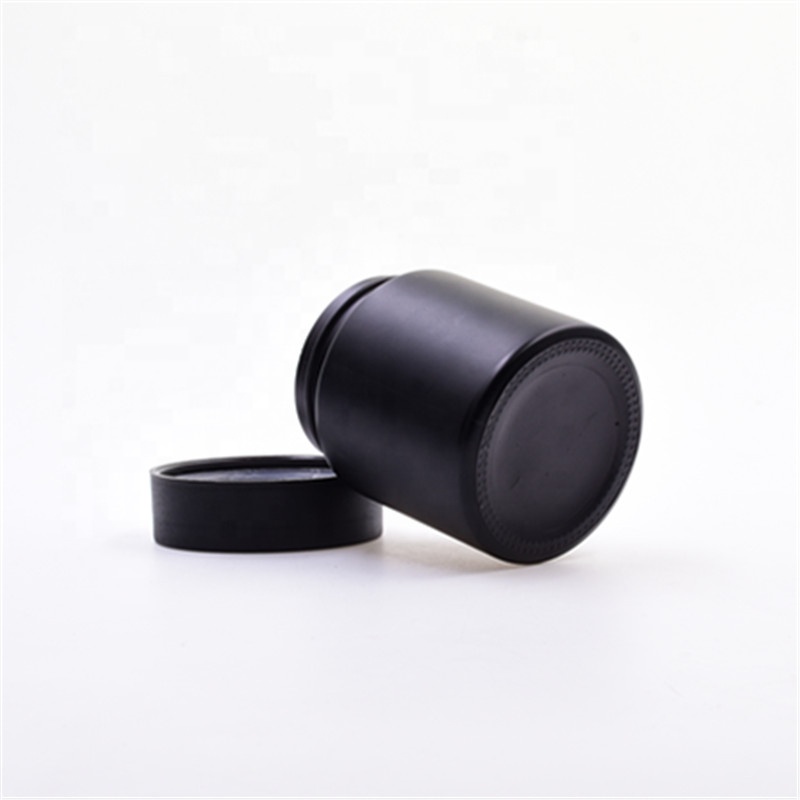Hot sale 120ml coating black empty round cosmetic jars cbd flower packaging candle holder child proof glass jars and bottles