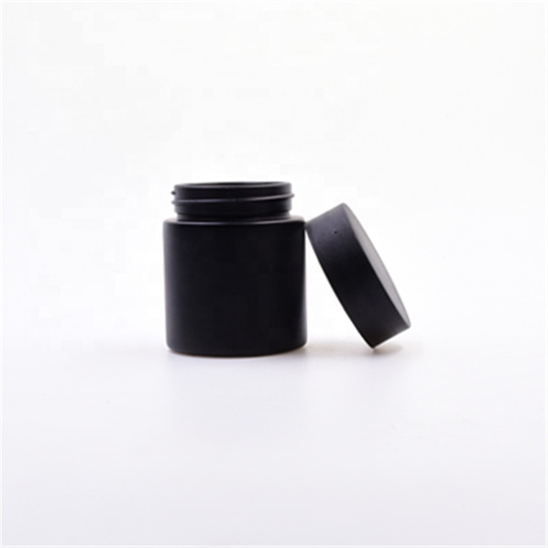 Hot sale 120ml coating black empty round cosmetic jars cbd flower packaging candle holder child proof glass jars and bottles