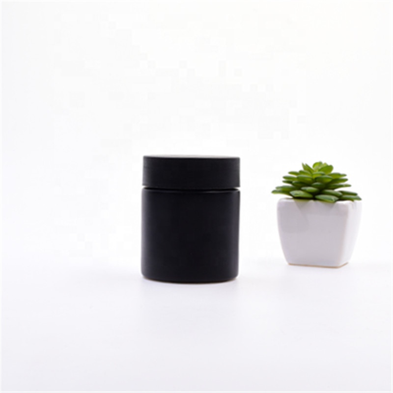 Hot sale 120ml coating black empty round cosmetic jars cbd flower packaging candle holder child proof glass jars and bottles