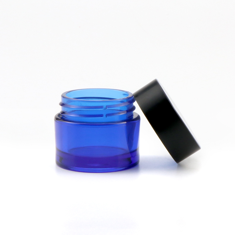 Hot sale 15 50 g wide mouth empty cosmetic gel container round black cosmetic jar plastic with lids for face care
