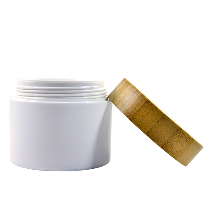 Hot sale 15g 30g 50g 100g 150g 250g cosmetic frosted clear cream PP bamboo jar with lid