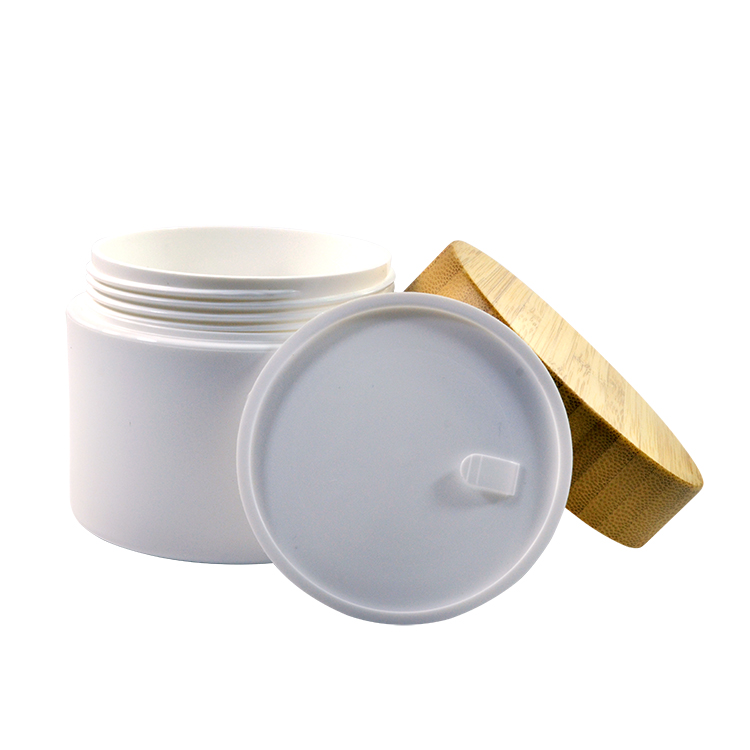 Hot sale 15g 30g 50g 100g 150g 250g cosmetic frosted clear cream PP bamboo jar with lid