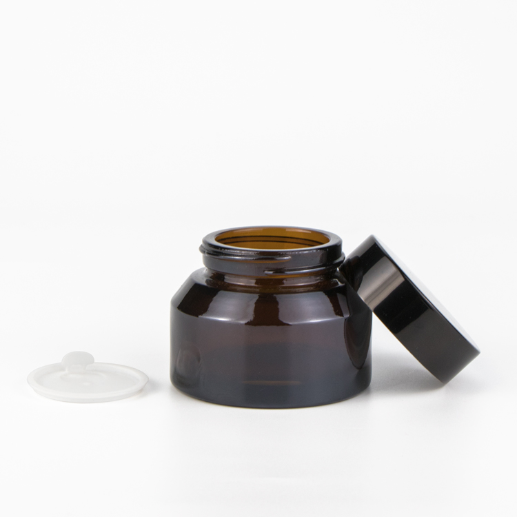 Hot sale 15g 30g 50g 100g empty cylinder shape makeup cream dark glass jar for cosmetic cream with screw top cap