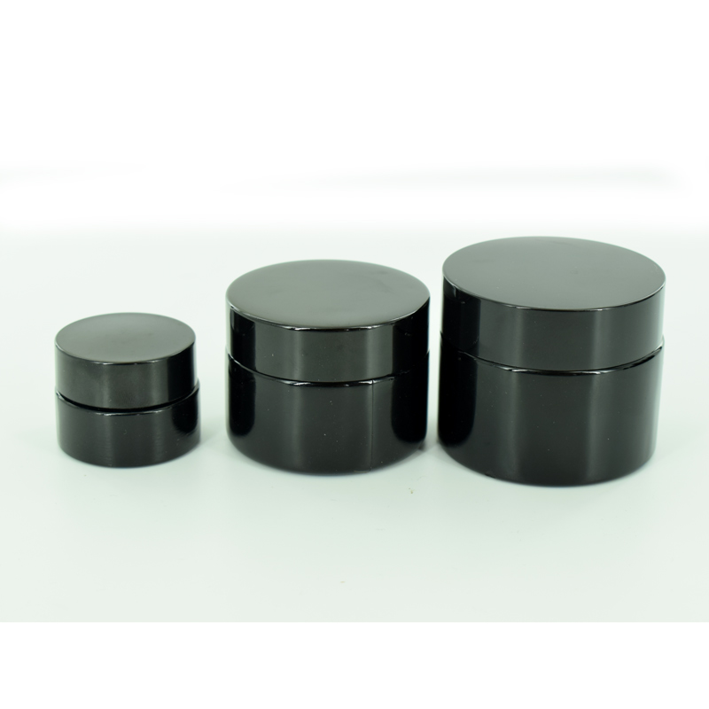 Hot sale 15g 30g 50g UV-proof dark violet black glass cream jar
