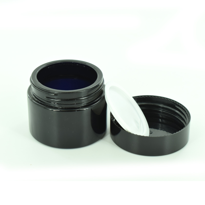 Hot sale 15g 30g 50g UV-proof dark violet black glass cream jar