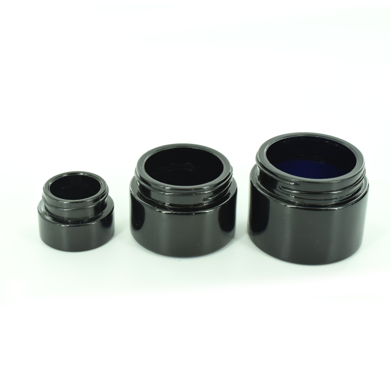 Hot sale 15g 30g 50g UV-proof dark violet black glass cream jar