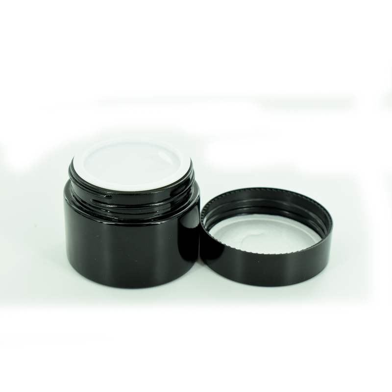 Hot sale 15g 30g 50g UV-proof dark violet black glass cream jar