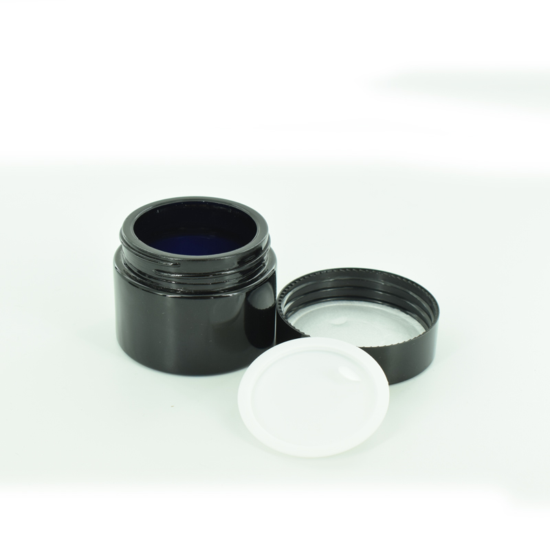 Hot sale 15g 30g 50g UV-proof dark violet black glass cream jar