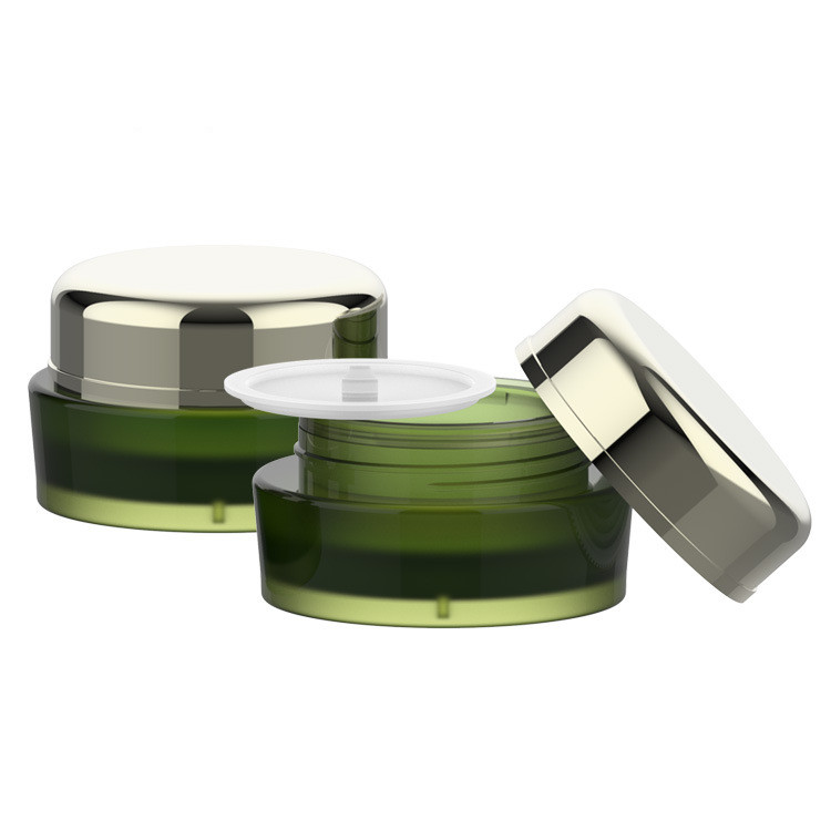 Hot sale 15g30g50g Dark Green PMMA Anodized aluminum caps Cream Jar