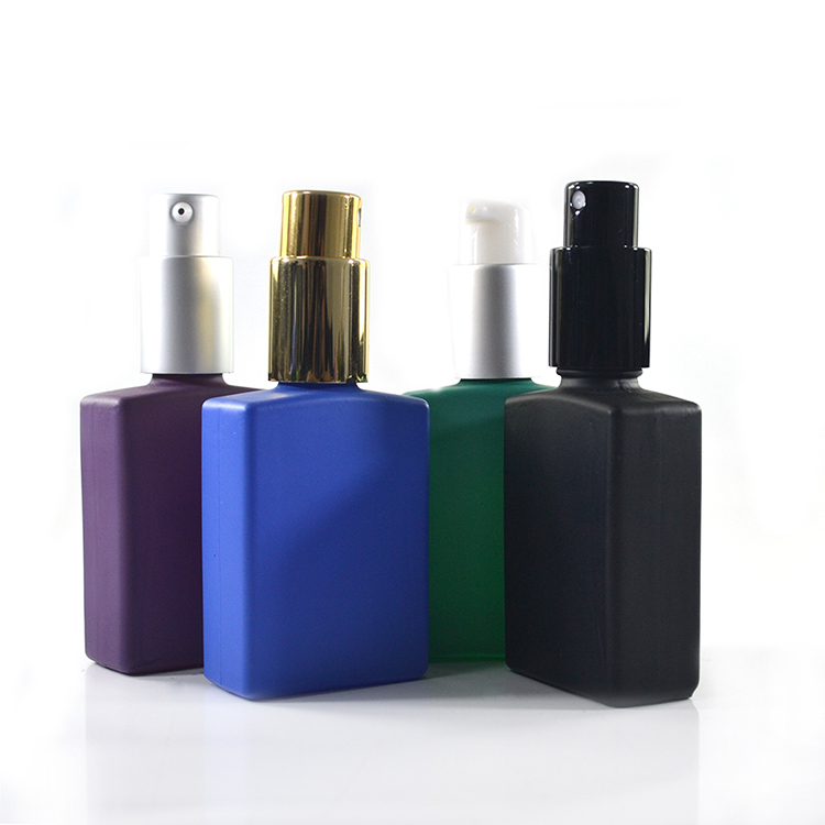 Hot sale 15ml 30ml 50ml 100ml clear matte black green blue rectangular glass perfume bottle with spray cap