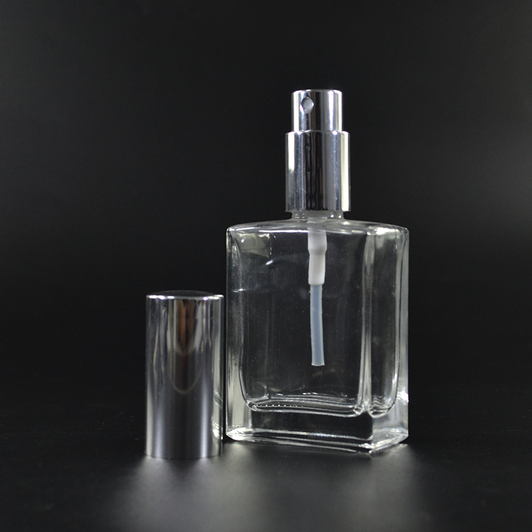 Hot sale 15ml 30ml 50ml 100ml clear matte black green blue rectangular glass perfume bottle with spray cap