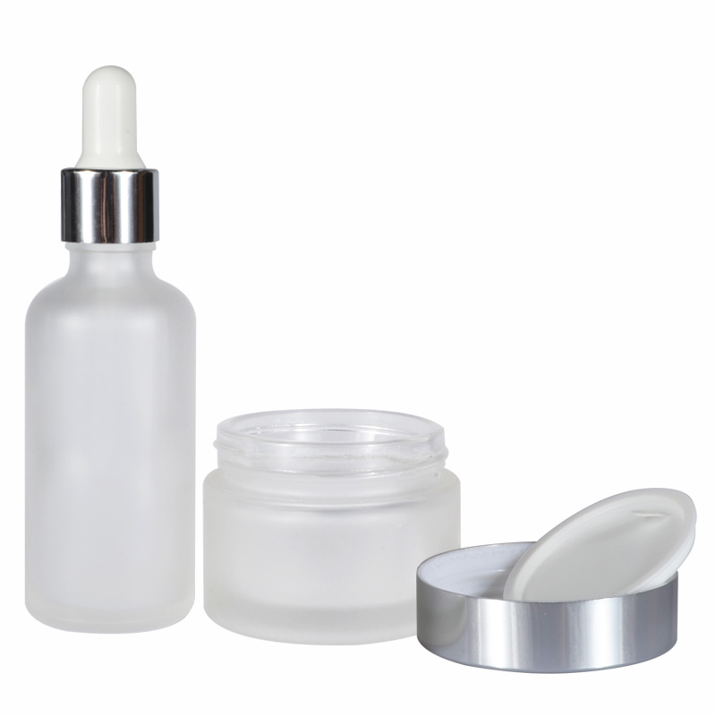 Hot sale 15ml 30ml 50ml 100ml frosted clear black glass cosmetic cream jar with black aluminum lid