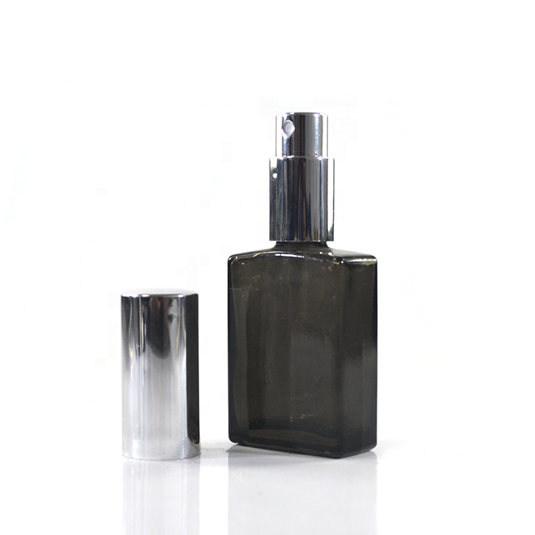 Hot sale 15ml 30ml 50ml 100ml matte black white blue red rectangle glass perfume spray bottle with pump cap