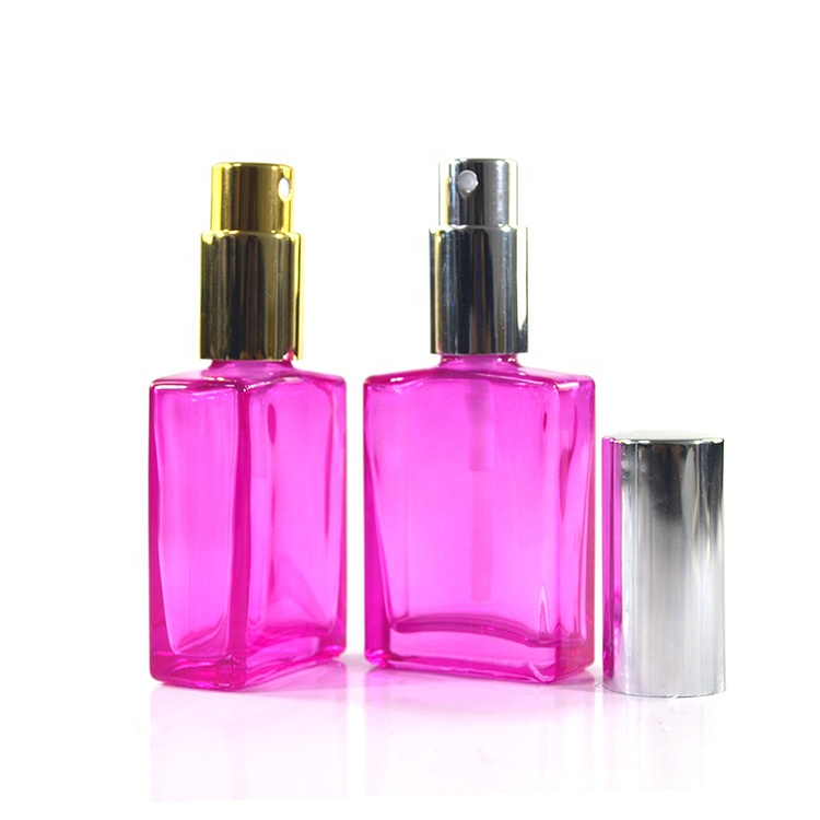 Hot sale 15ml 30ml 50ml 100ml matte black white blue red rectangle glass perfume spray bottle with pump cap