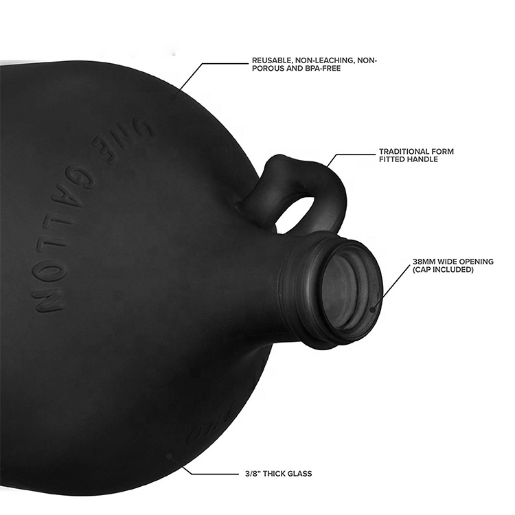 Hot sale 1L 2L black glass beer bottle glass growlers for beer