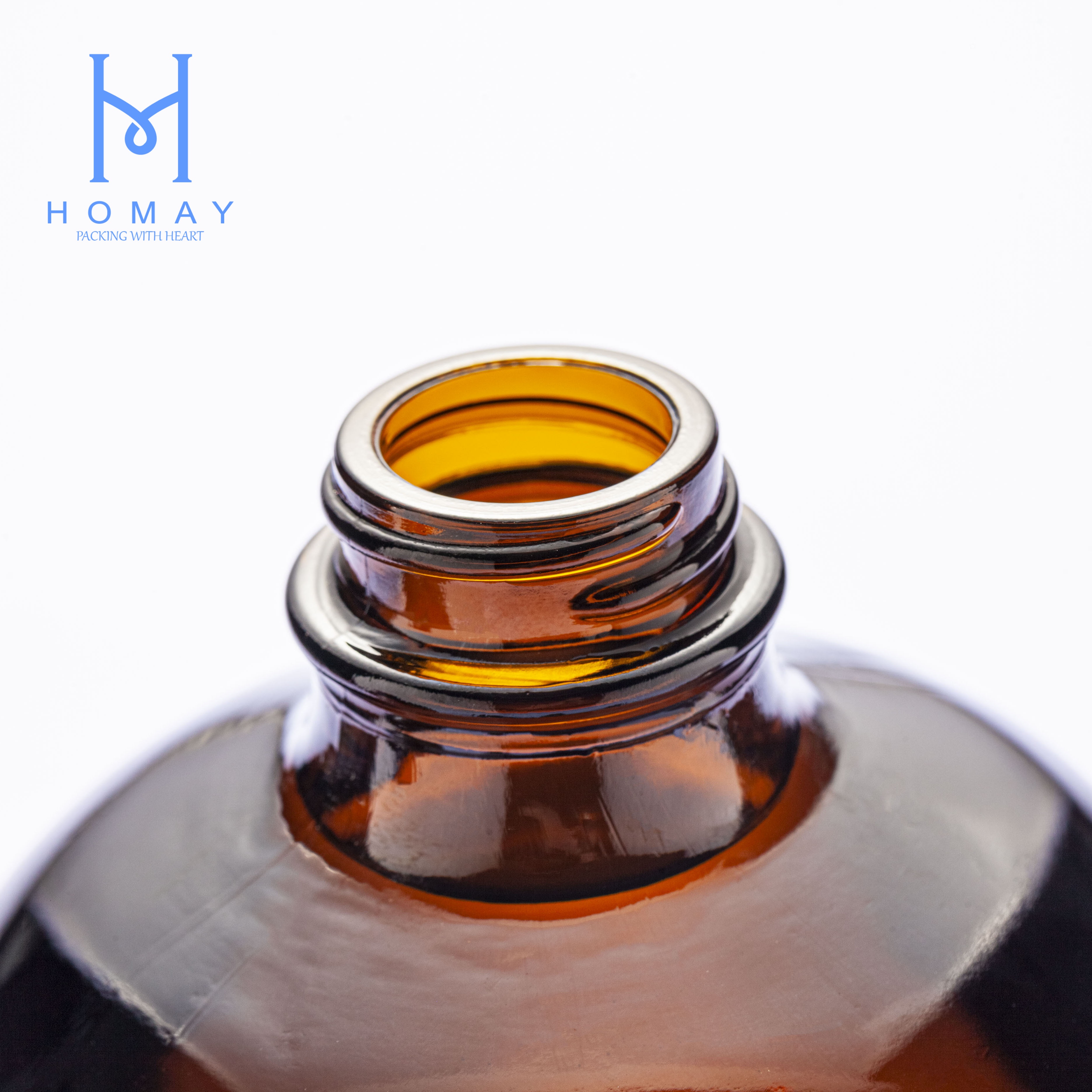 Hot sale 1L 32oz amber glass Boston round glass bottles with spray pump