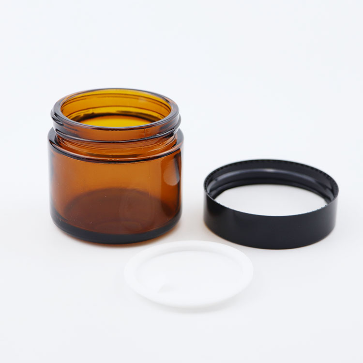 Hot sale 1oz 2oz 3oz wide mouth black paint amber glass jar with screw cap for cream