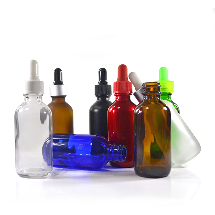 Hot sale 1oz 2oz 4oz clear amber green blue matte black white boston glass dropper bottles