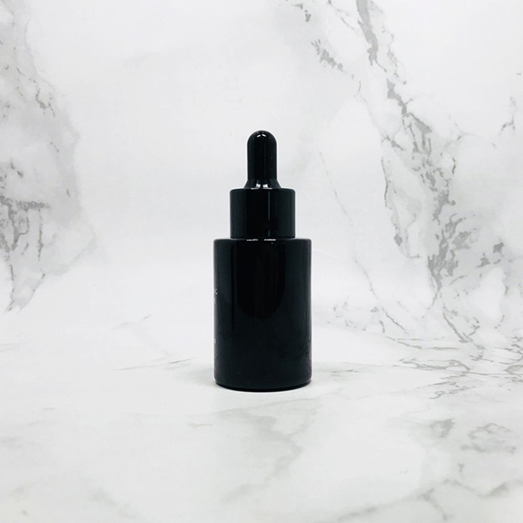 Hot sale 20/415 Flat shoulder Round Frosted Serum Glass bottle dropper 30ml 1oz with silver top for cosmetic packaging