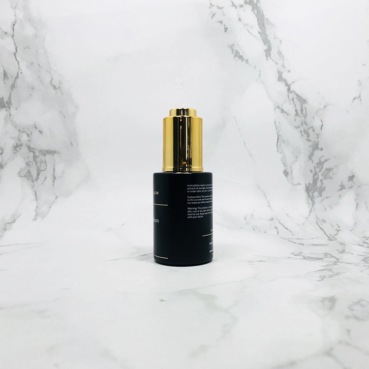 Hot sale 20/415 Flat shoulder Round Frosted Serum Glass bottle dropper 30ml 1oz with silver top for cosmetic packaging