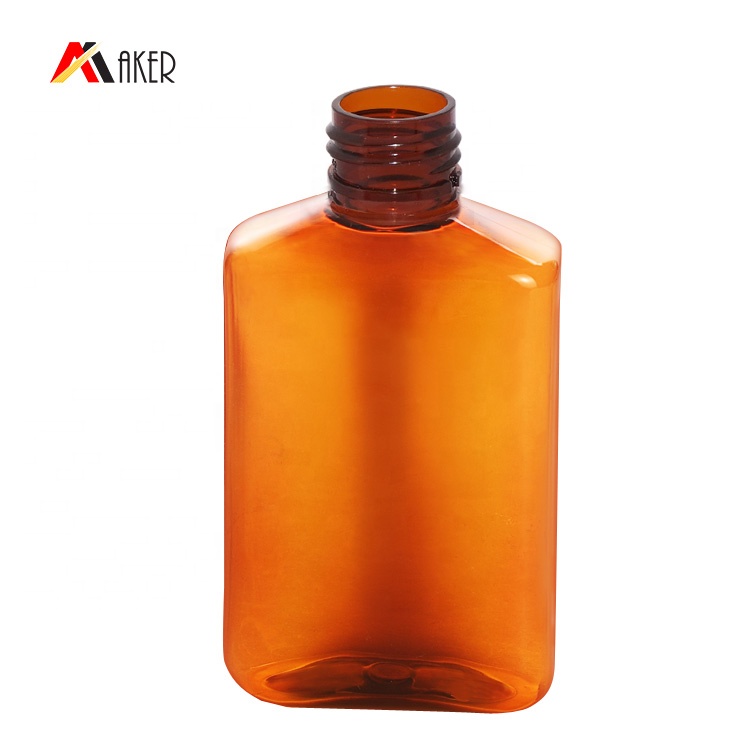 Hot sale 200ml empty amber color PET hair plastic shampoo bottle with disc cap