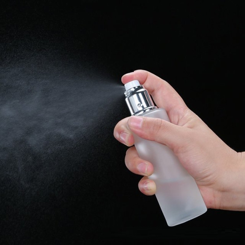 Hot sale 20ml-120ml cylinder clear frosted glass mist spray bottle