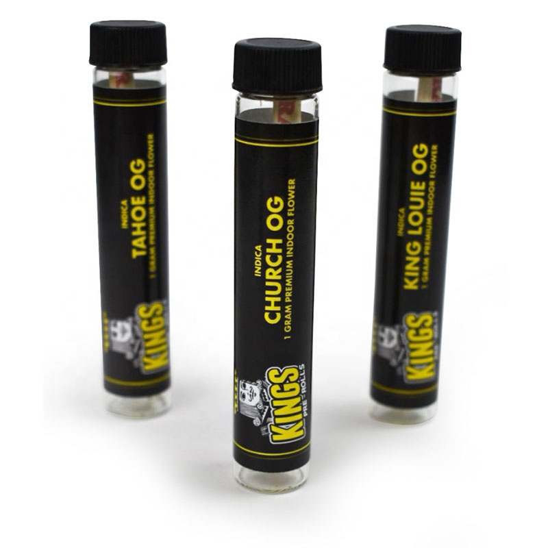 Hot sale 22*116mm Child Resistant Top Cone Joint Pre Roll Glass Doob Tube with Child Resistant Cap for packaging