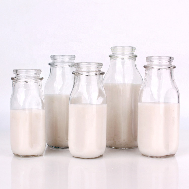 Hot sale 240ml 350ml 400ml 500ml square milk glass bottle with plastic lid