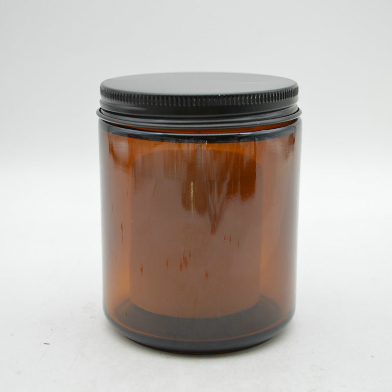 Hot sale 250ml amber glass jar empty candle jar with aluminium cap