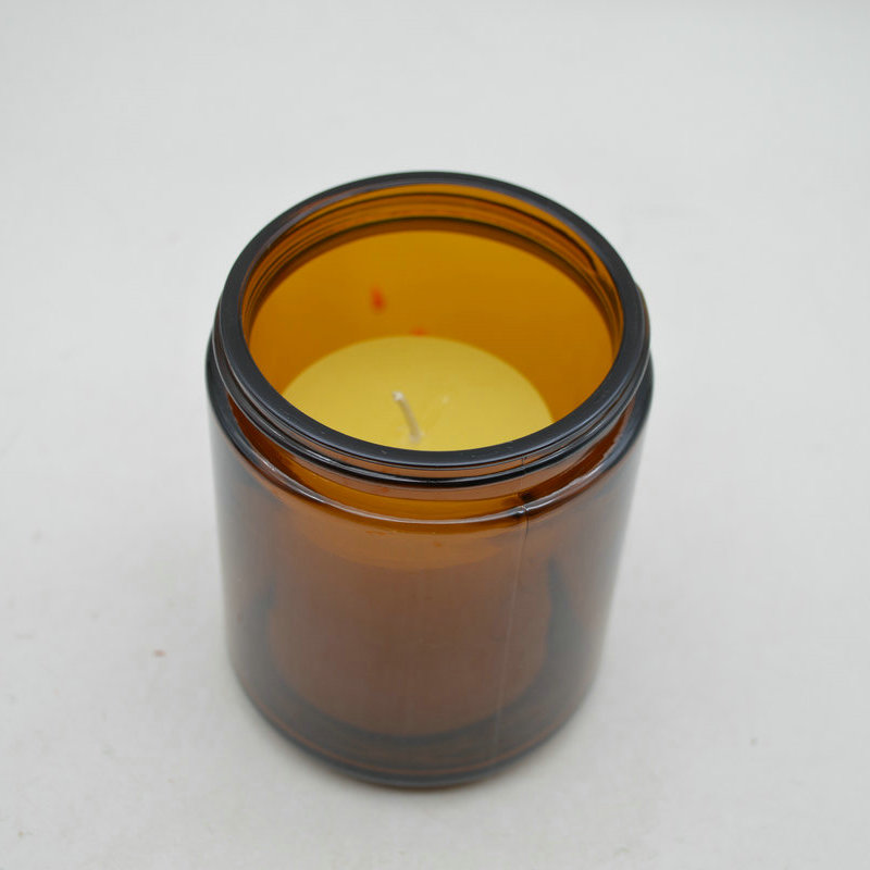 Hot sale 250ml amber glass jar empty candle jar with aluminium cap
