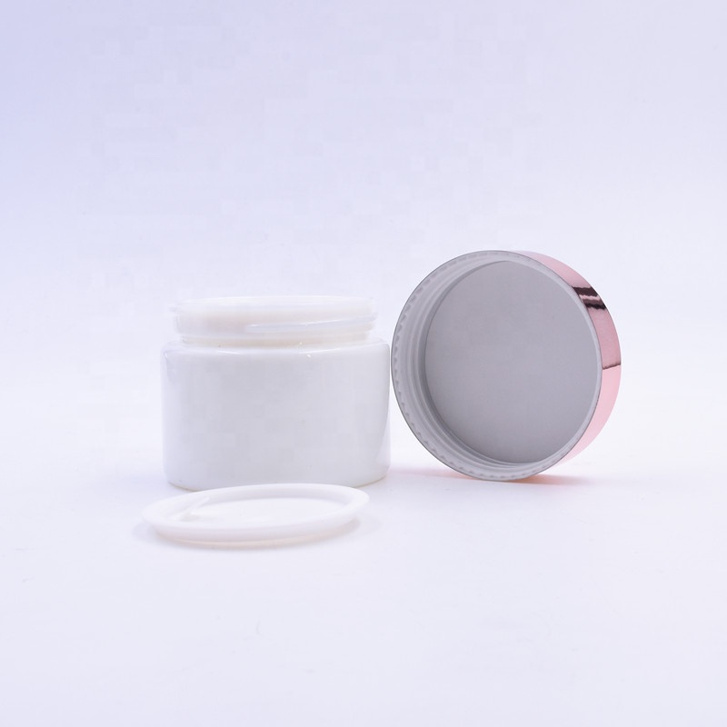 Hot sale 30 ml white raw material personal skin care face cream cosmetic packing glass jar with black screw plastic smooth lid