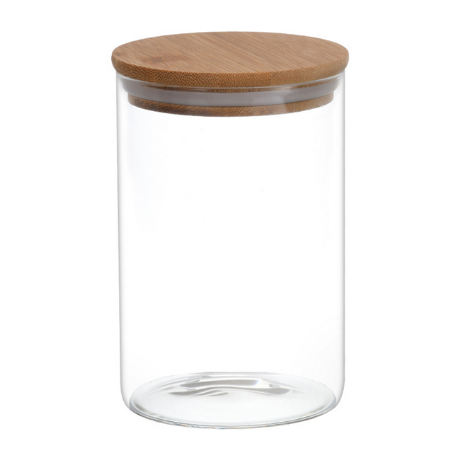 Hot sale 300ml 400ml 800ml high borosilicate flower tea glass jar with bamboo lid