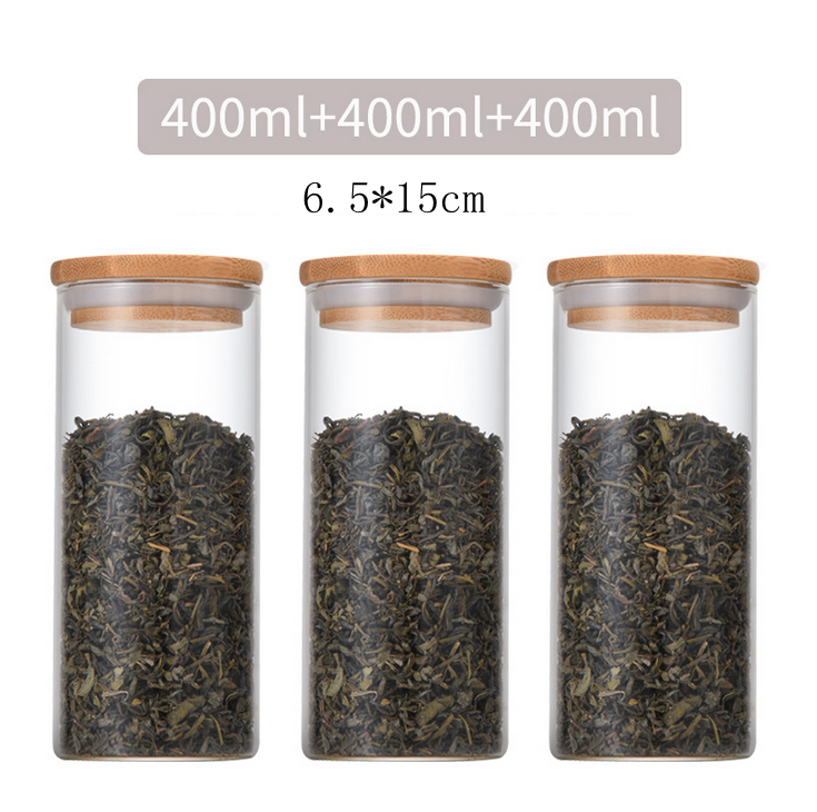 Hot sale 300ml 400ml 800ml high borosilicate flower tea glass jar with bamboo lid