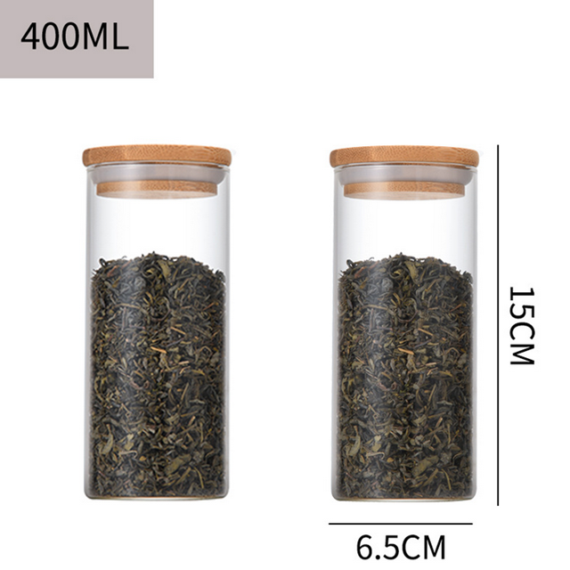 Hot sale 300ml 400ml 800ml high borosilicate flower tea glass jar with bamboo lid