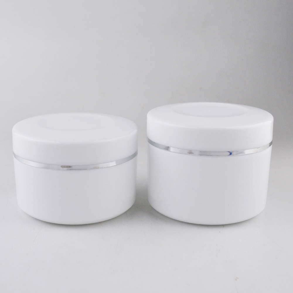 Hot sale 30g 50g 100g 150g cheap empty glossy white cosmetic packaging plastic jar for cosmetics manufacturer