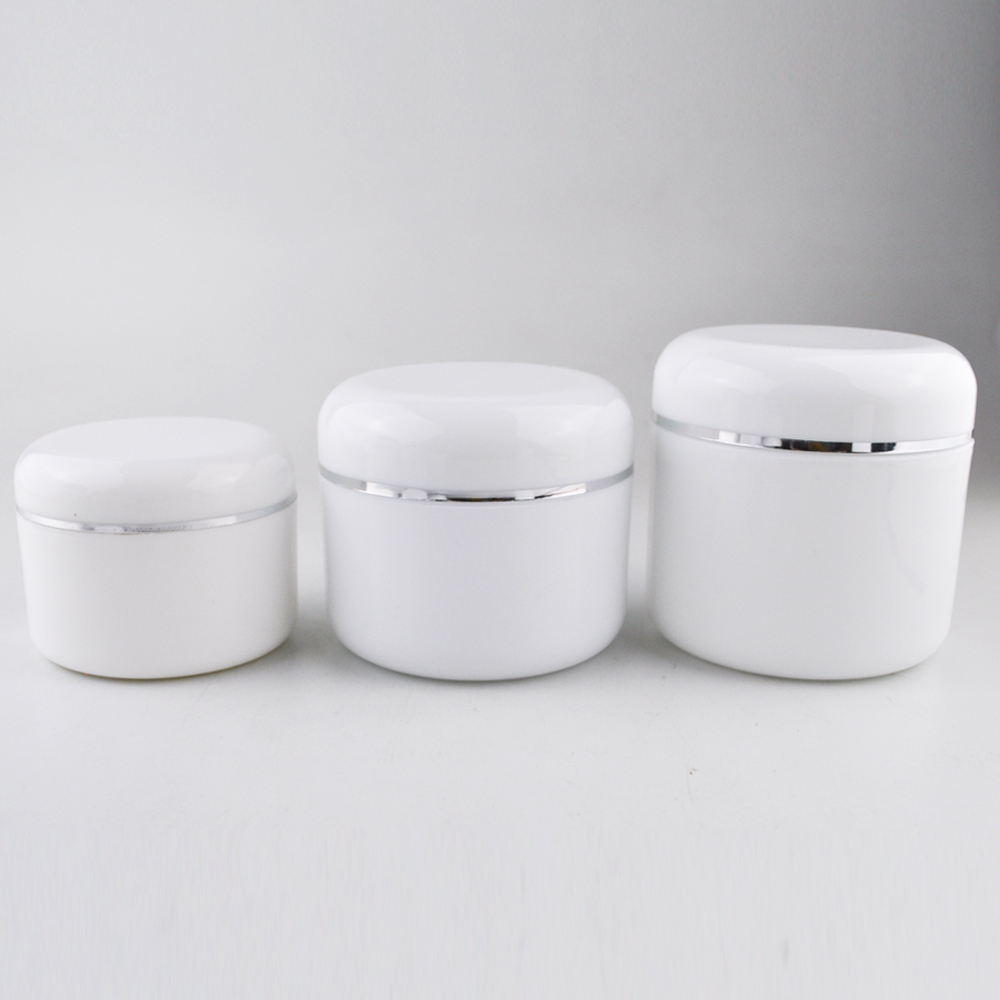 Hot sale 30g 50g 100g 150g cheap empty glossy white cosmetic packaging plastic jar for cosmetics manufacturer
