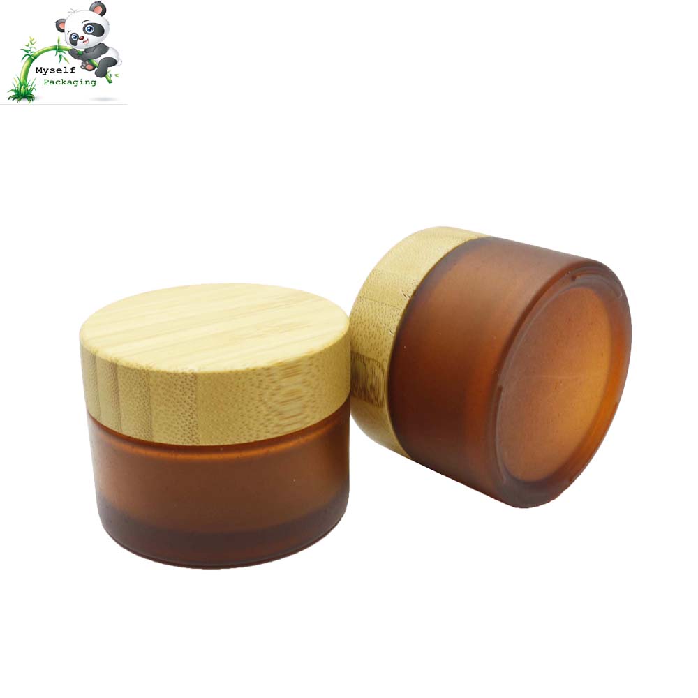 Hot sale 30g 50g 100g cosmetic glass bamboo jar container round eco-friendly packaging BP-098K